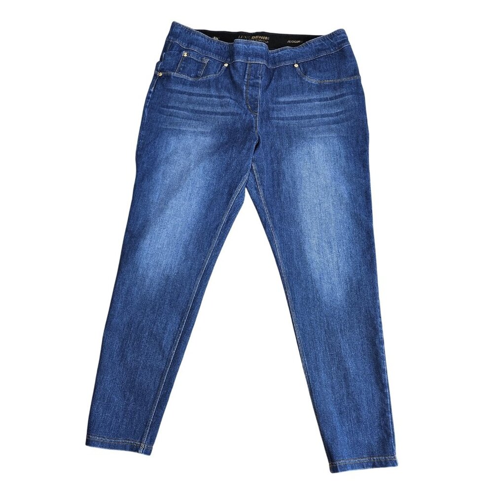 Luxe Denim Jegging Jeans Womens 1X Plus Size Blue High Rise Stretch Denim